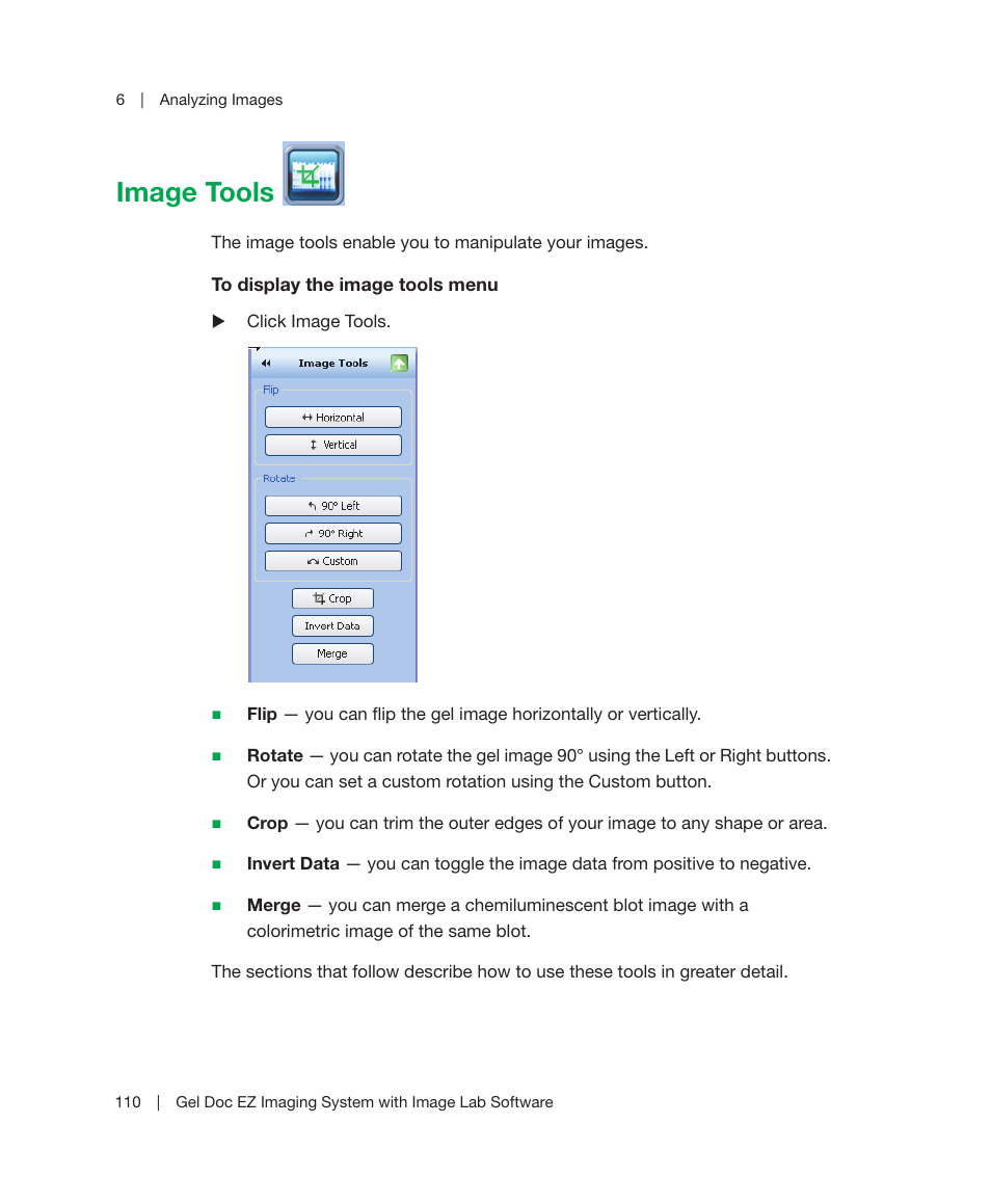 Image tools | Bio-Rad Image Lab™ Software User Manual | Page 110 / 212