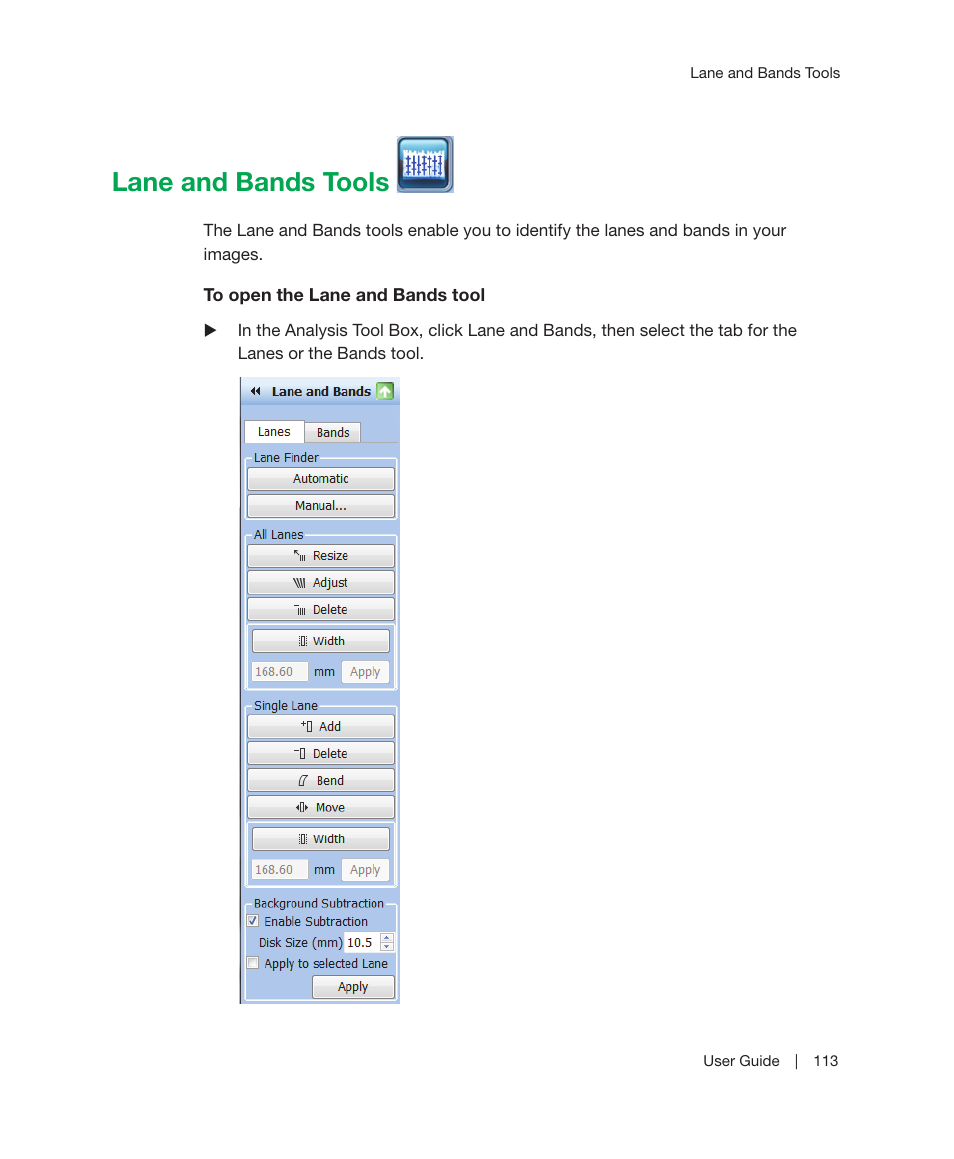 Lane and bands tools, Subtracted. refer to, For details. y | Bio-Rad Image Lab™ Software User Manual | Page 113 / 212