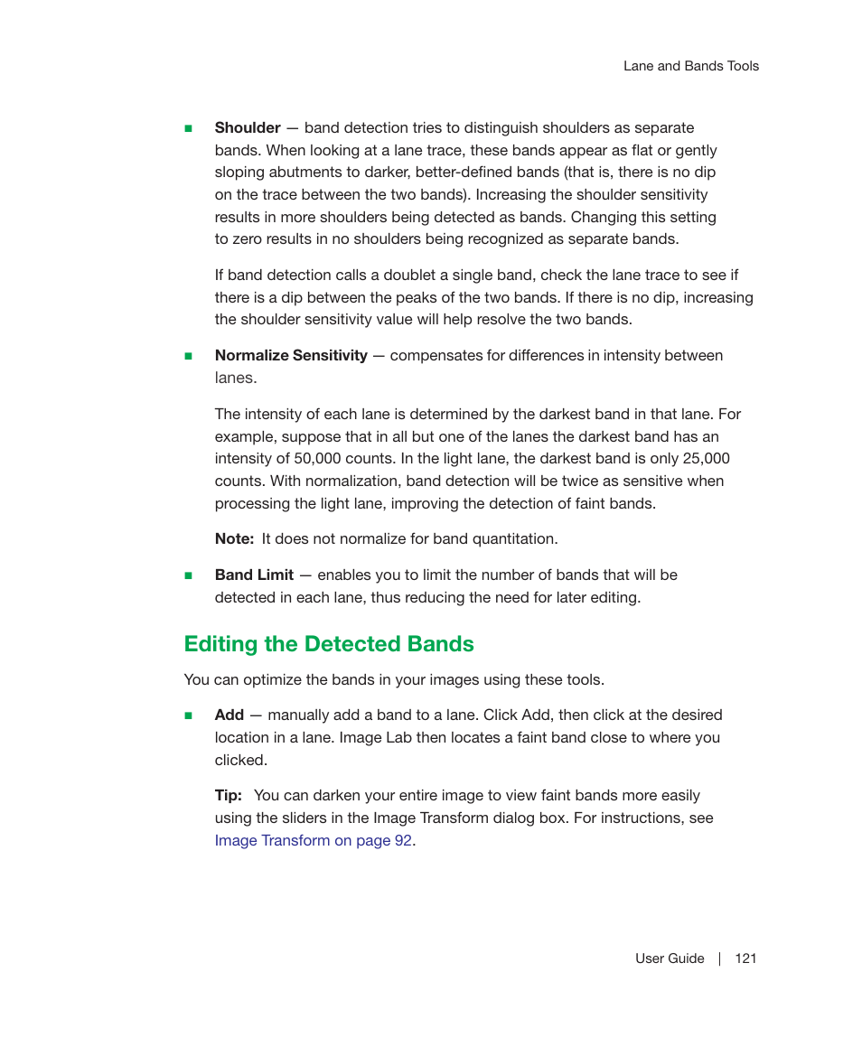 Editing the detected bands | Bio-Rad Image Lab™ Software User Manual | Page 121 / 212