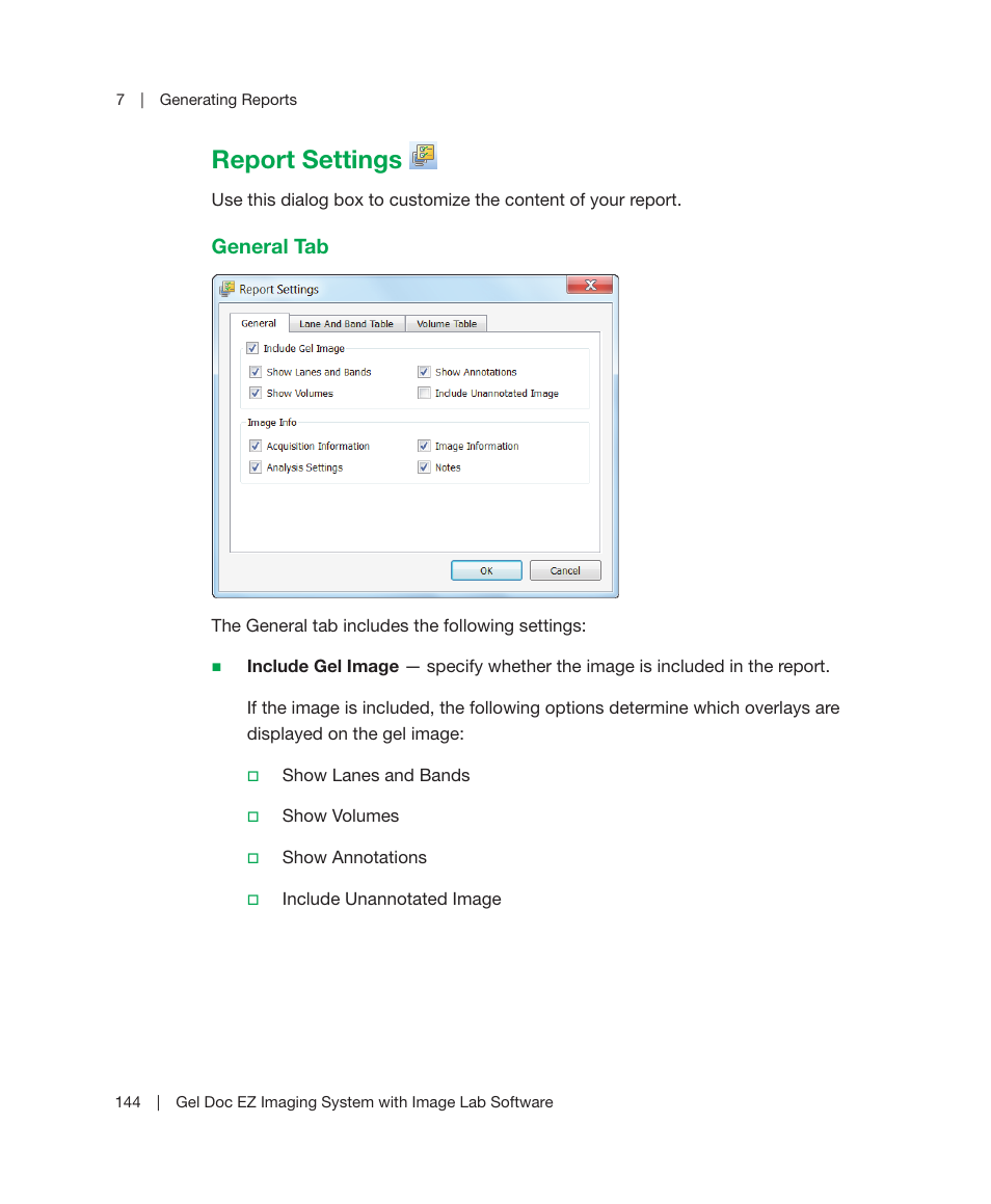 Report settings | Bio-Rad Image Lab™ Software User Manual | Page 144 / 212