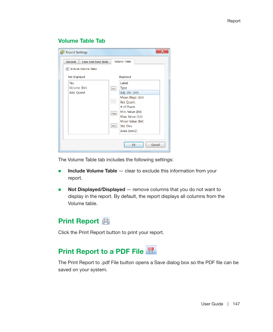 Print report, Print report to a pdf file, Print report print report to a pdf file | Bio-Rad Image Lab™ Software User Manual | Page 147 / 212