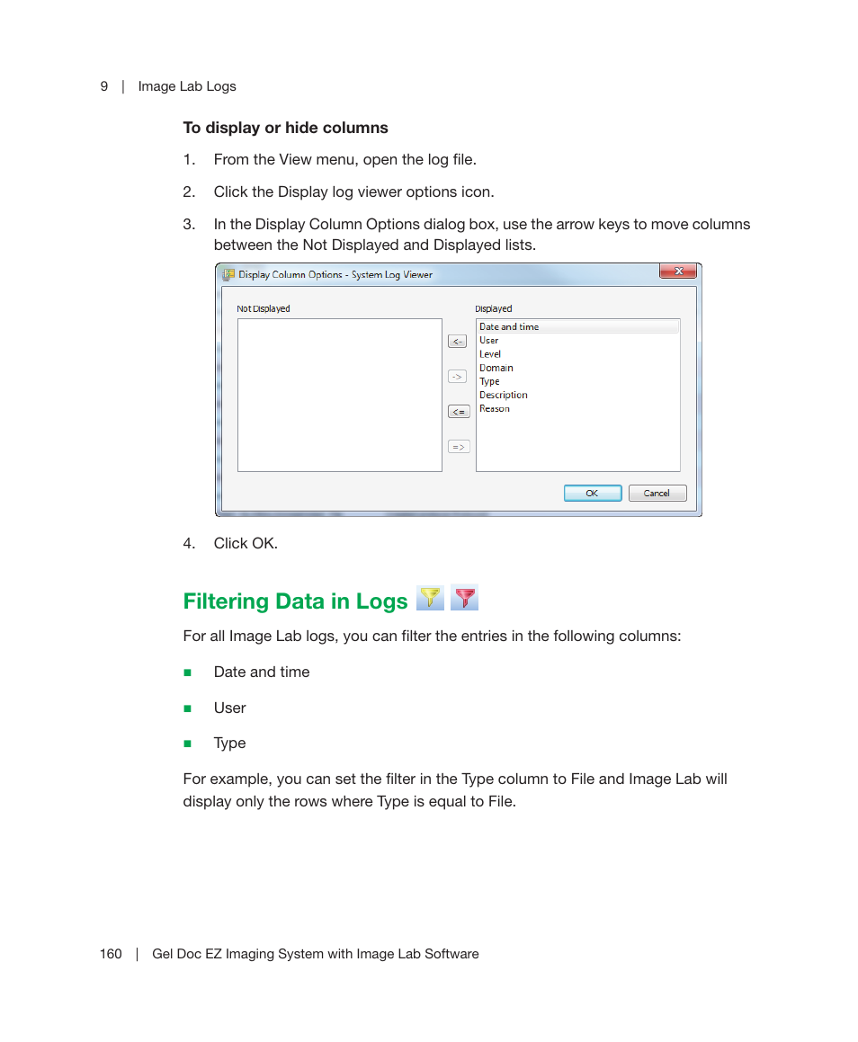 Filtering data in logs | Bio-Rad Image Lab™ Software User Manual | Page 160 / 212