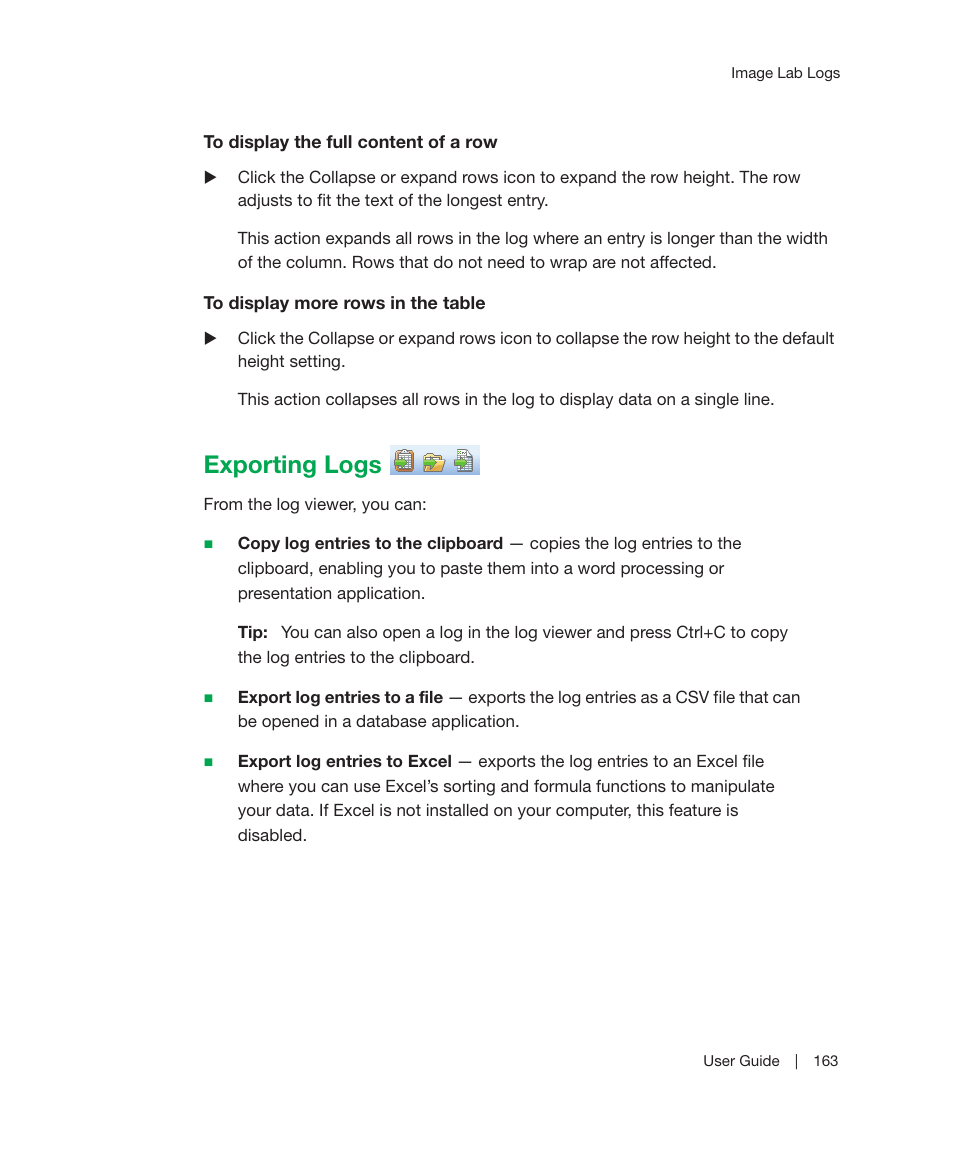 Exporting logs | Bio-Rad Image Lab™ Software User Manual | Page 163 / 212