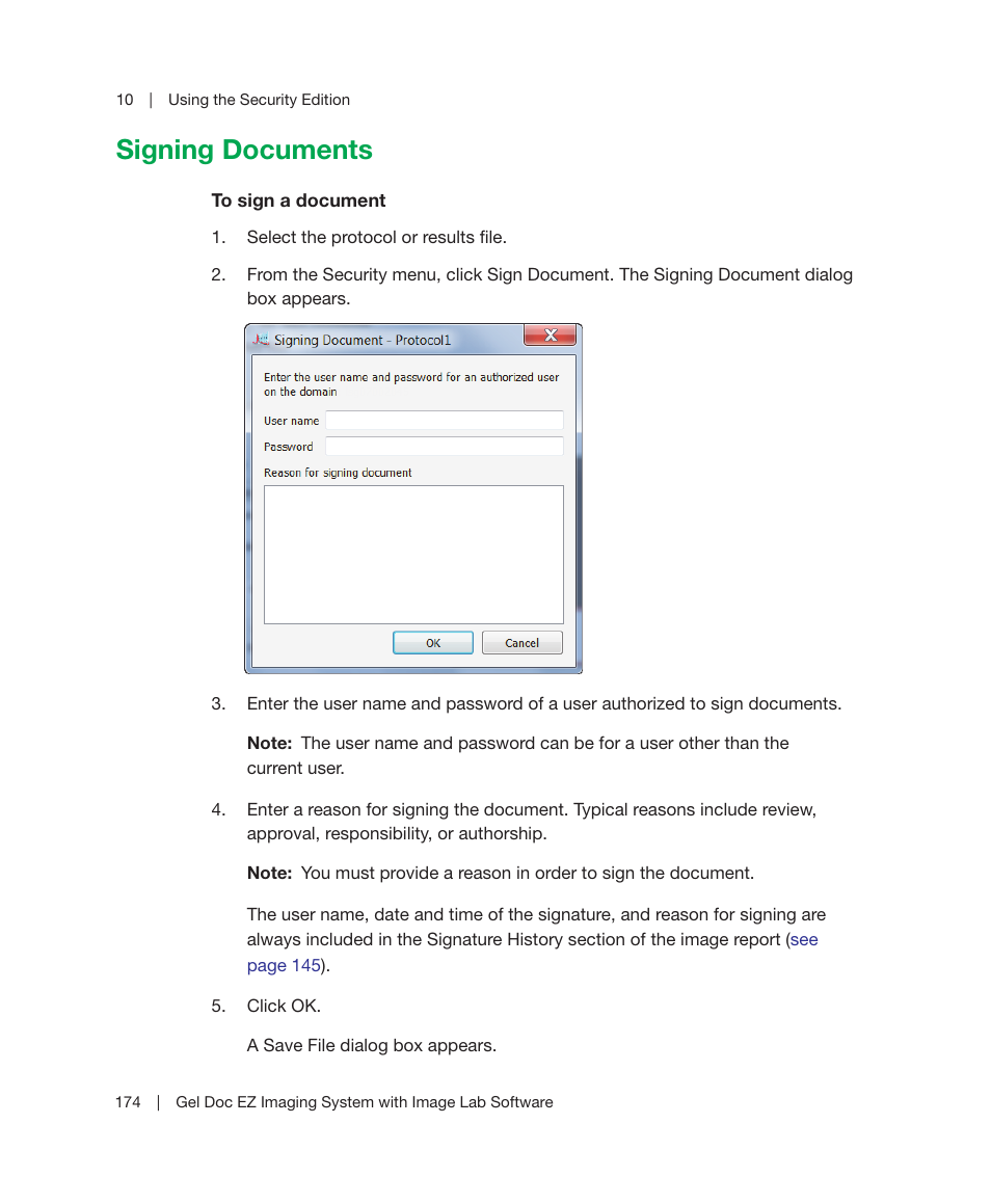Signing documents | Bio-Rad Image Lab™ Software User Manual | Page 174 / 212