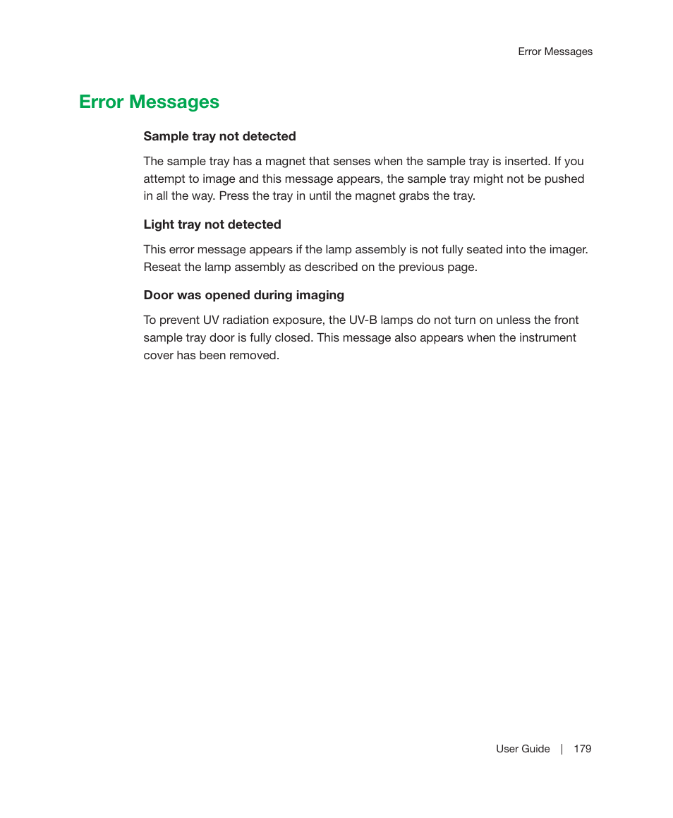 Error messages | Bio-Rad Image Lab™ Software User Manual | Page 179 / 212