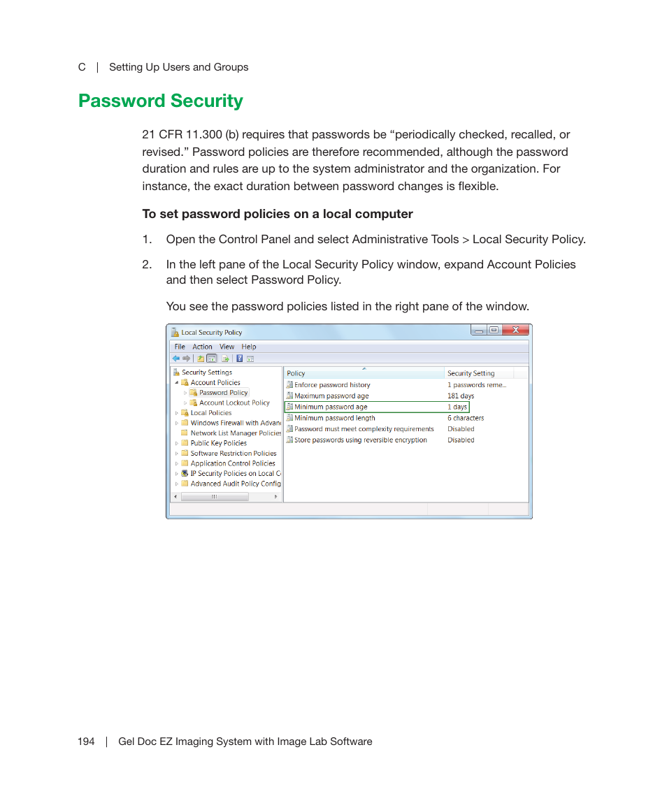 Password security | Bio-Rad Image Lab™ Software User Manual | Page 194 / 212