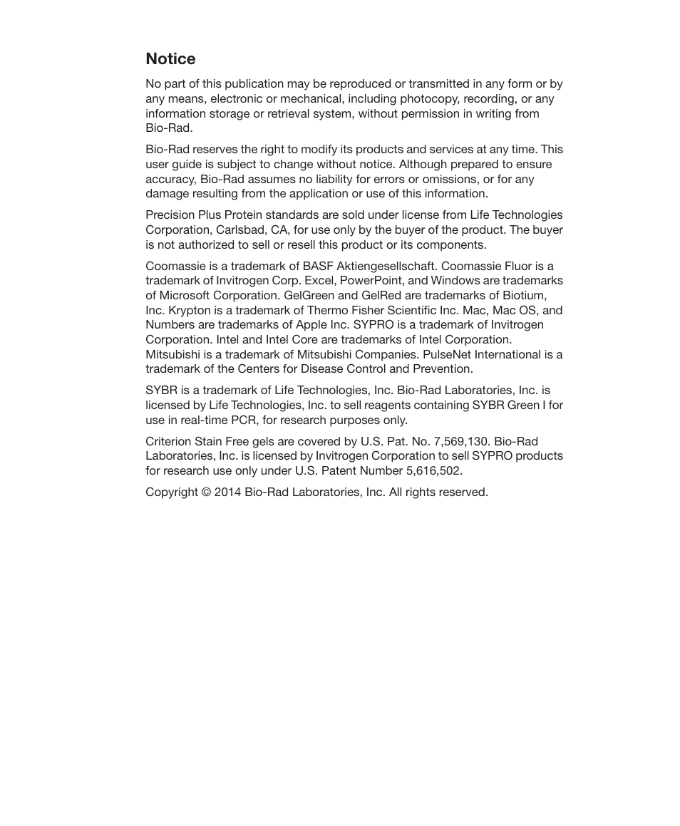 Notice | Bio-Rad Image Lab™ Software User Manual | Page 2 / 212