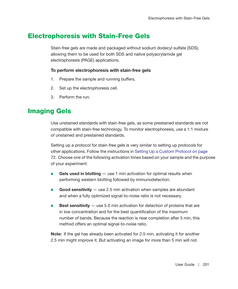 Electrophoresis with stain-free gels, Imaging gels, Electrophoresis with stain-free gels imaging gels | Bio-Rad Image Lab™ Software User Manual | Page 201 / 212