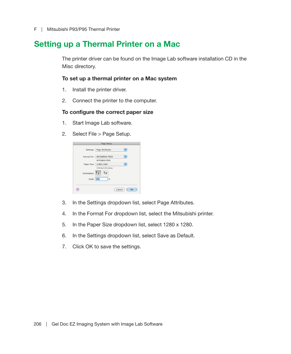 Setting up a thermal printer on a mac | Bio-Rad Image Lab™ Software User Manual | Page 206 / 212