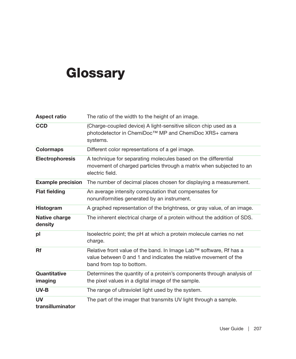 Glossary | Bio-Rad Image Lab™ Software User Manual | Page 207 / 212
