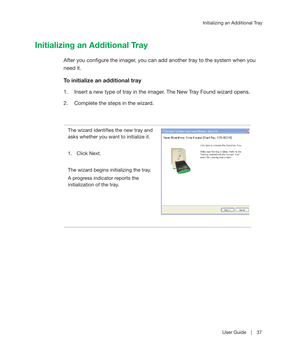 Initializing an additional tray | Bio-Rad Image Lab™ Software User Manual | Page 37 / 212