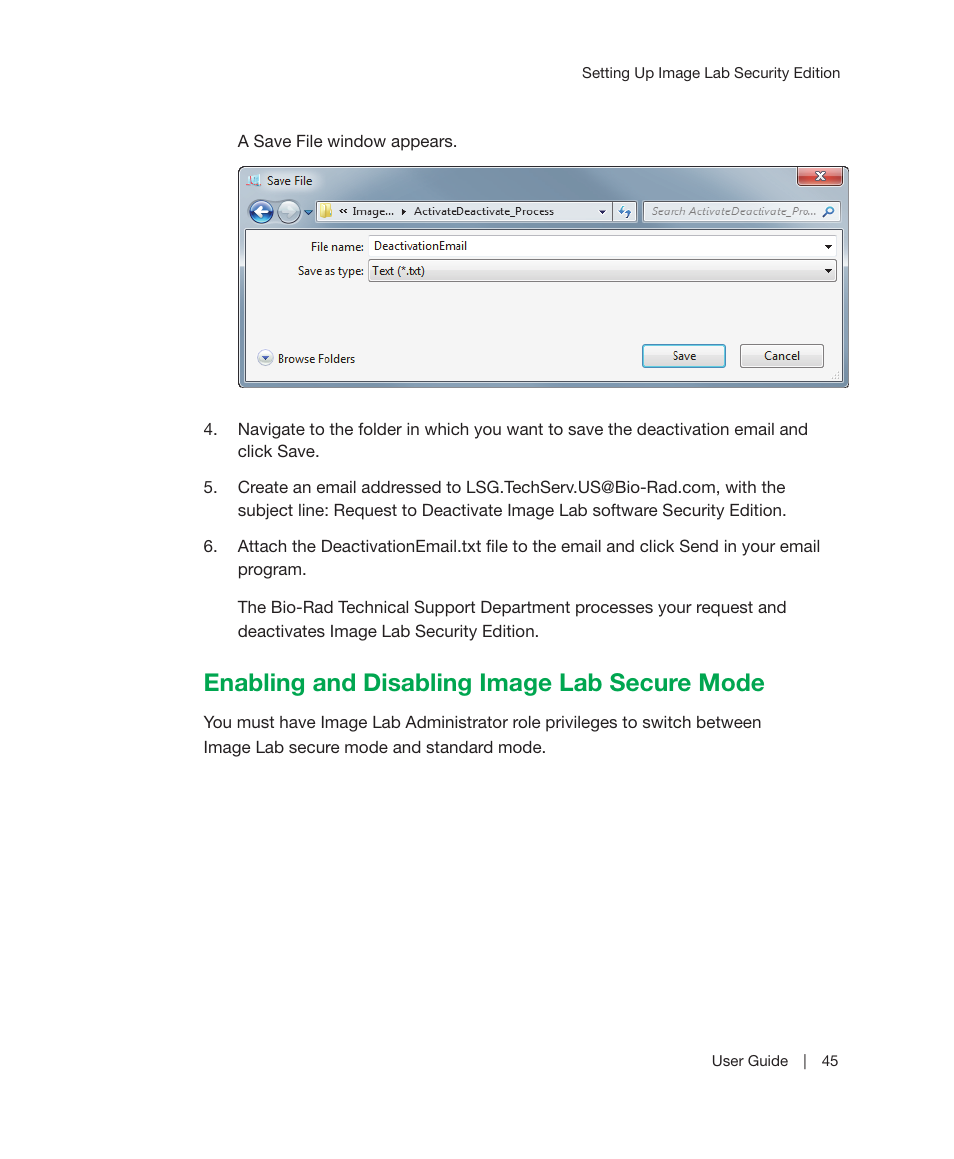 Enabling and disabling image lab secure mode | Bio-Rad Image Lab™ Software User Manual | Page 45 / 212