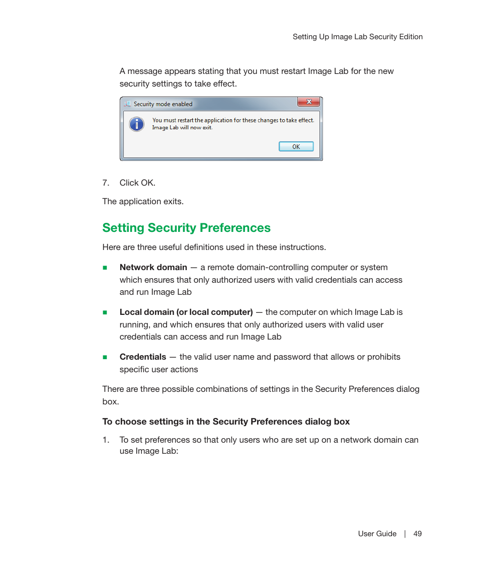 Setting security preferences | Bio-Rad Image Lab™ Software User Manual | Page 49 / 212