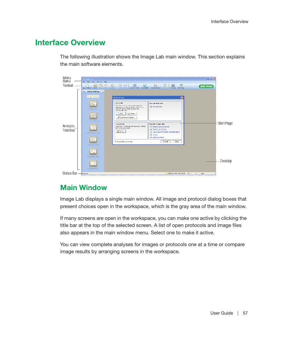 Interface overview, Main window | Bio-Rad Image Lab™ Software User Manual | Page 57 / 212
