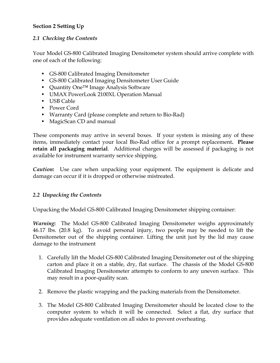 Bio-Rad GS-800™ Calibrated Densitometer User Manual | Page 6 / 22