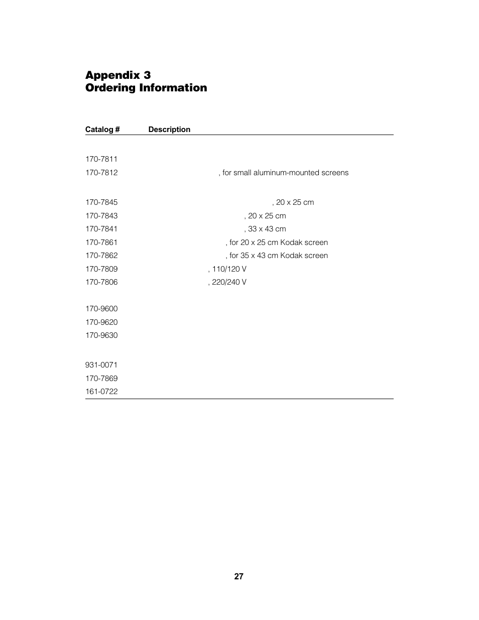Appendix 3 ordering information | Bio-Rad Personal Molecular Imager™ (PMI™) System User Manual | Page 31 / 32