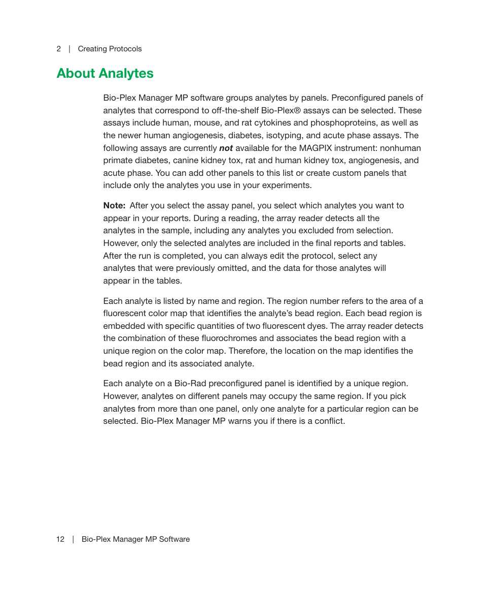 About analytes | Bio-Rad Bio-Plex Manager™ MP Software Upgrade User Manual | Page 14 / 118