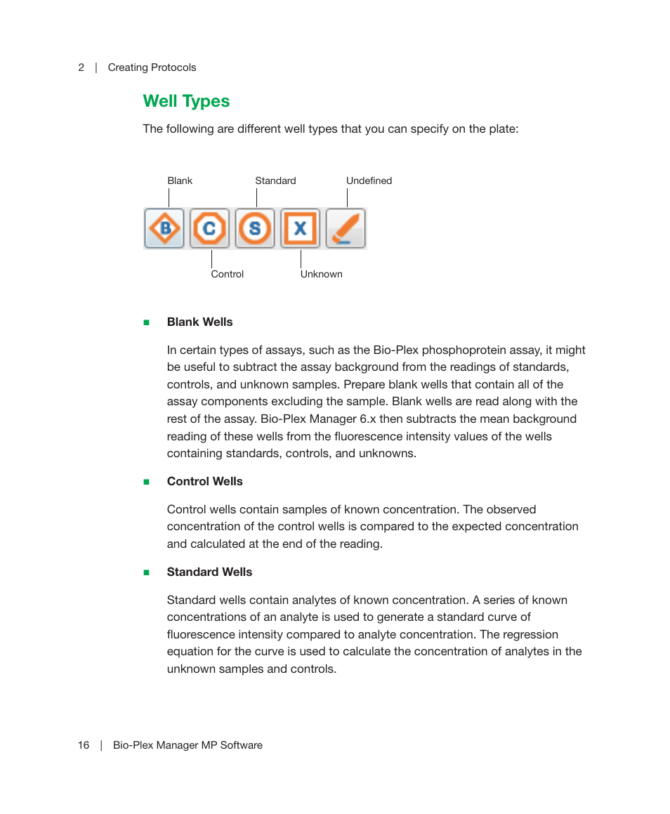 Well types, E information on the well types, see, Well types on | Bio-Rad Bio-Plex Manager™ MP Software Upgrade User Manual | Page 18 / 118
