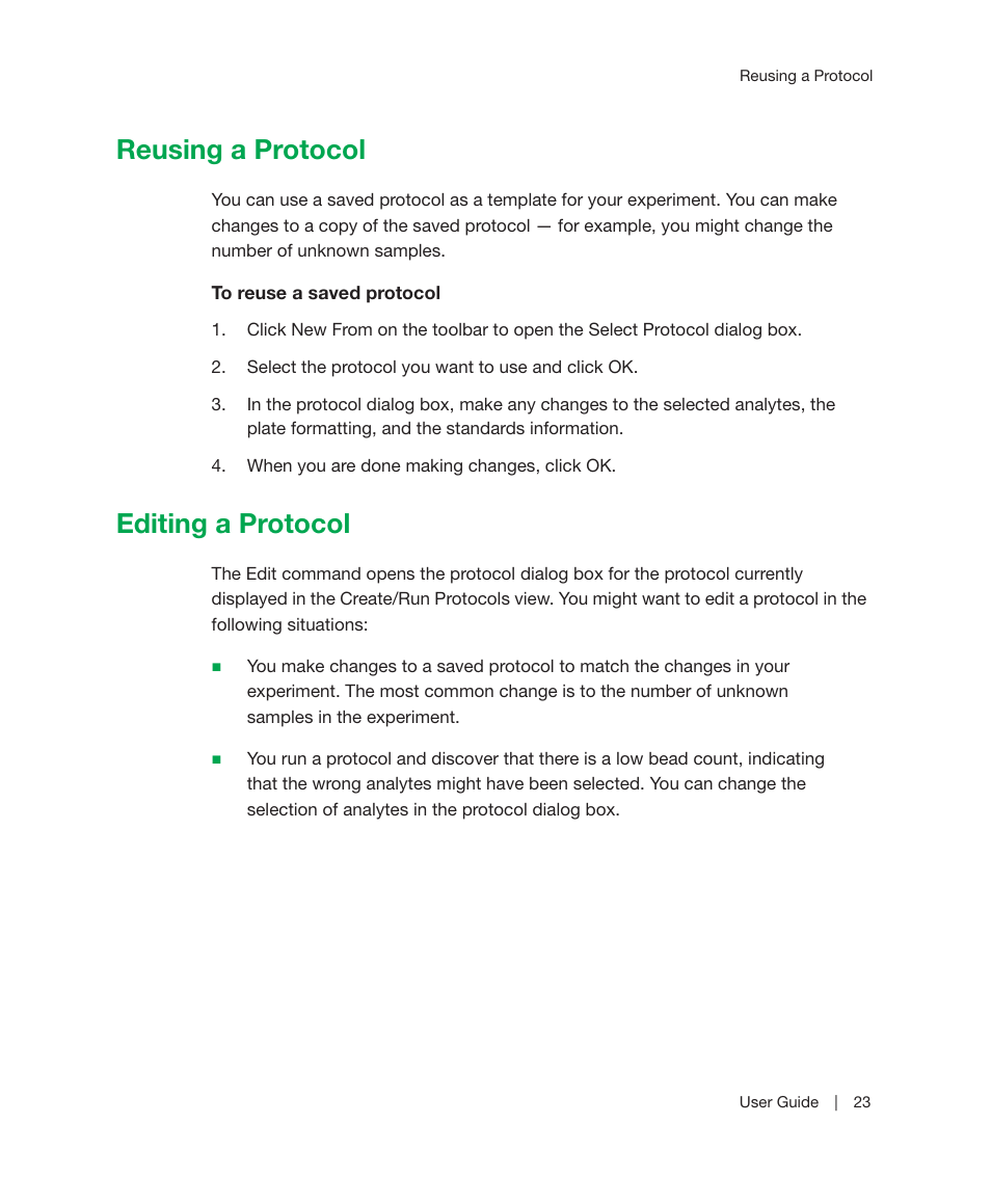 Reusing a protocol, Editing a protocol, Reusing a protocol editing a protocol | Otocol as a template, see | Bio-Rad Bio-Plex Manager™ MP Software Upgrade User Manual | Page 25 / 118