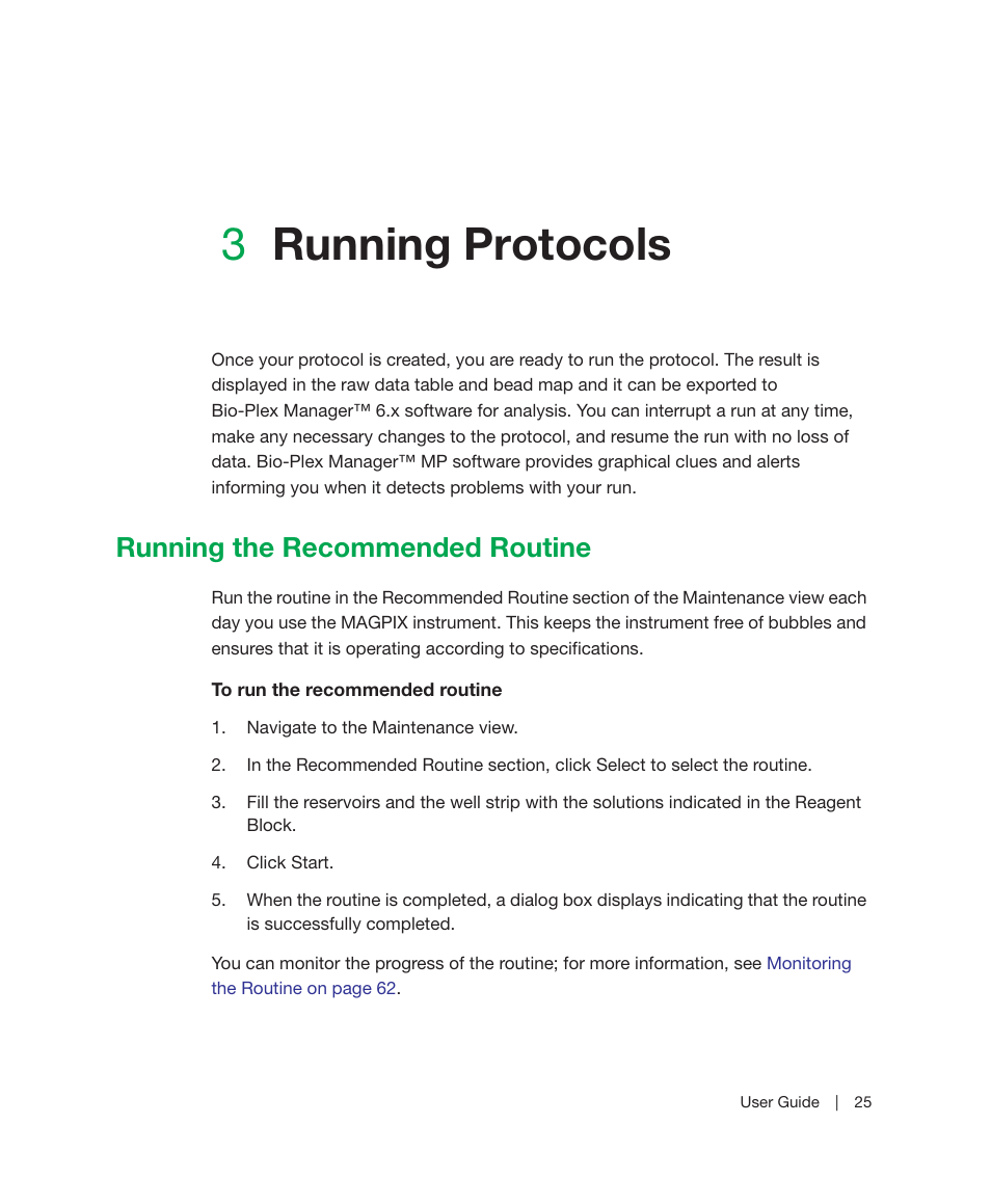 3 running protocols, Running the recommended routine, Chapter 3 | Running protocols, 3running protocols | Bio-Rad Bio-Plex Manager™ MP Software Upgrade User Manual | Page 27 / 118
