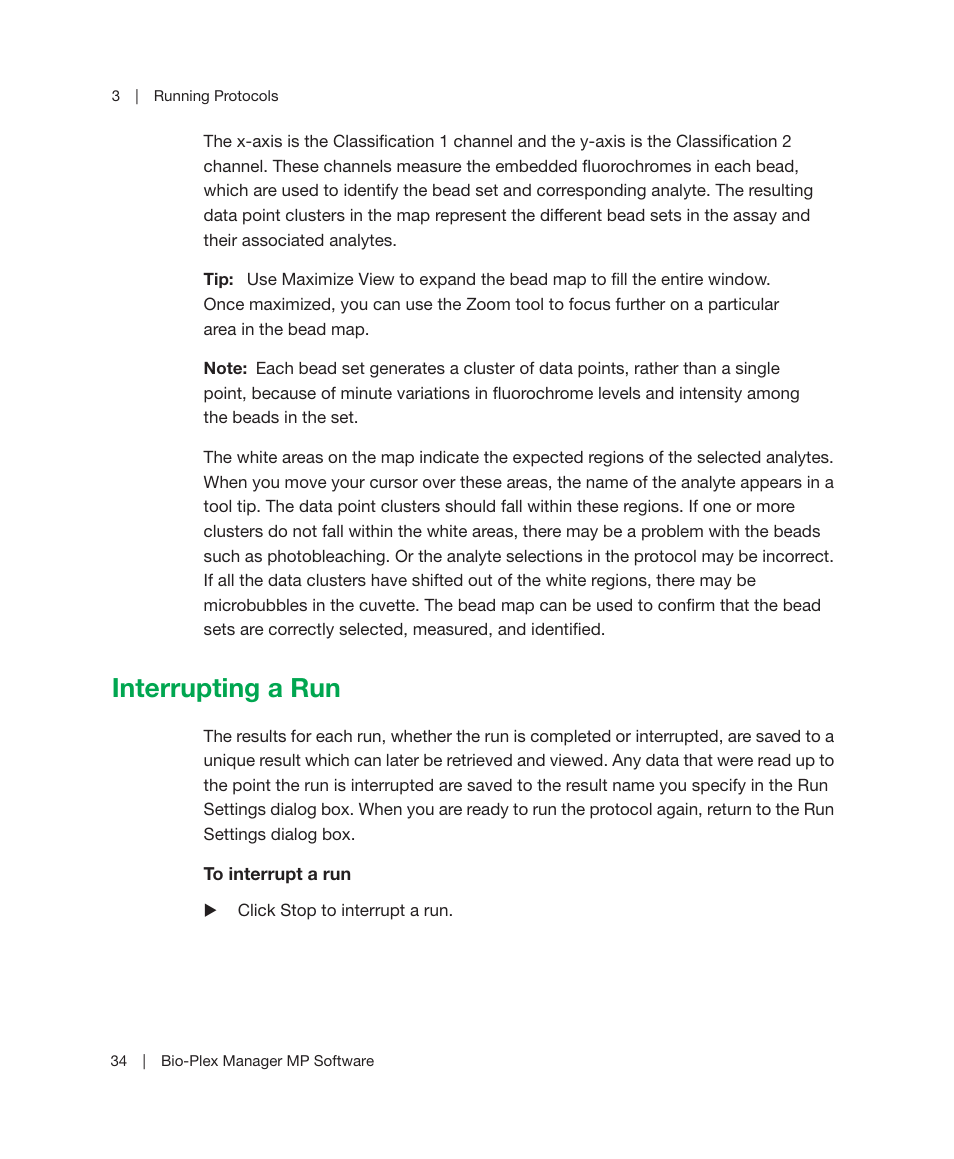 Interrupting a run | Bio-Rad Bio-Plex Manager™ MP Software Upgrade User Manual | Page 36 / 118