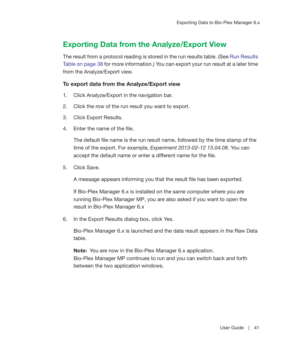 Exporting data from the analyze/export view | Bio-Rad Bio-Plex Manager™ MP Software Upgrade User Manual | Page 43 / 118