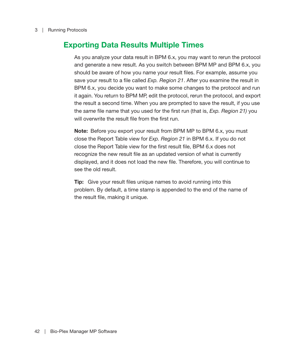 Exporting data results multiple times | Bio-Rad Bio-Plex Manager™ MP Software Upgrade User Manual | Page 44 / 118