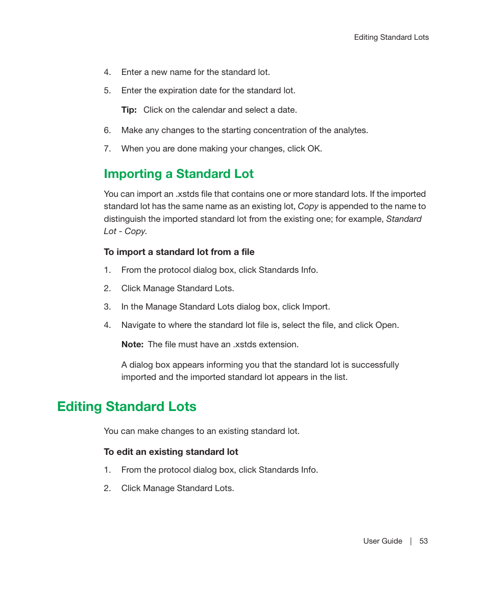 Importing a standard lot, Editing standard lots | Bio-Rad Bio-Plex Manager™ MP Software Upgrade User Manual | Page 55 / 118