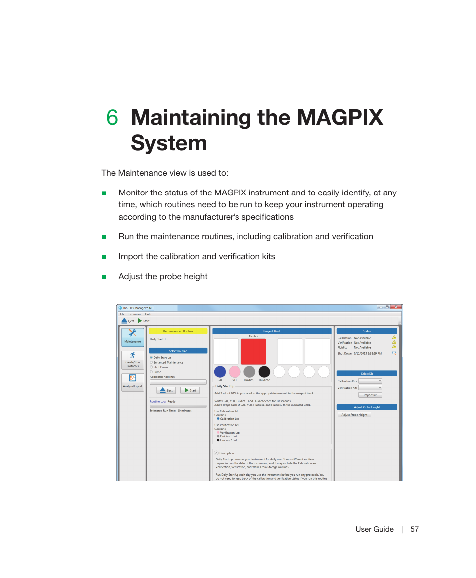 6 maintaining the magpix system, Chapter 6, Maintaining the magpix system | 6maintaining the magpix system | Bio-Rad Bio-Plex Manager™ MP Software Upgrade User Manual | Page 59 / 118