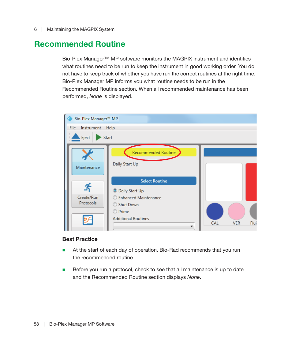 Recommended routine | Bio-Rad Bio-Plex Manager™ MP Software Upgrade User Manual | Page 60 / 118