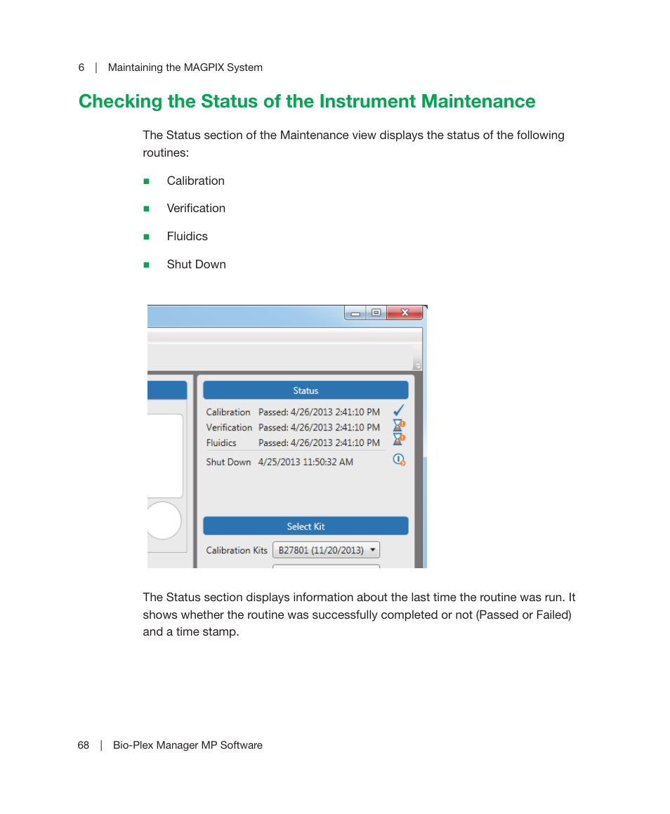 Checking the status of the instrument maintenance | Bio-Rad Bio-Plex Manager™ MP Software Upgrade User Manual | Page 70 / 118