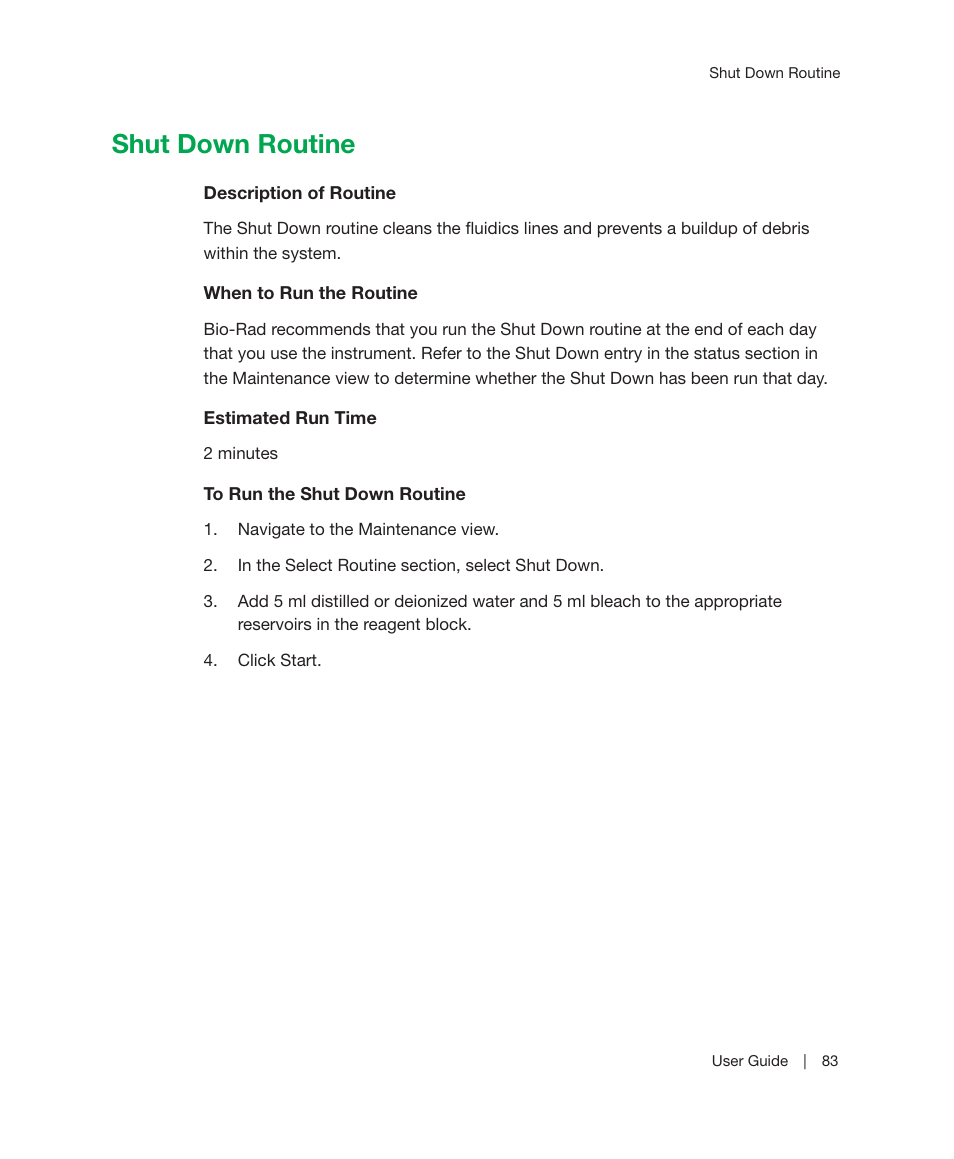 Shut down routine | Bio-Rad Bio-Plex Manager™ MP Software Upgrade User Manual | Page 85 / 118