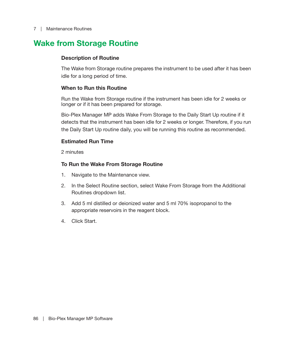 Wake from storage routine | Bio-Rad Bio-Plex Manager™ MP Software Upgrade User Manual | Page 88 / 118