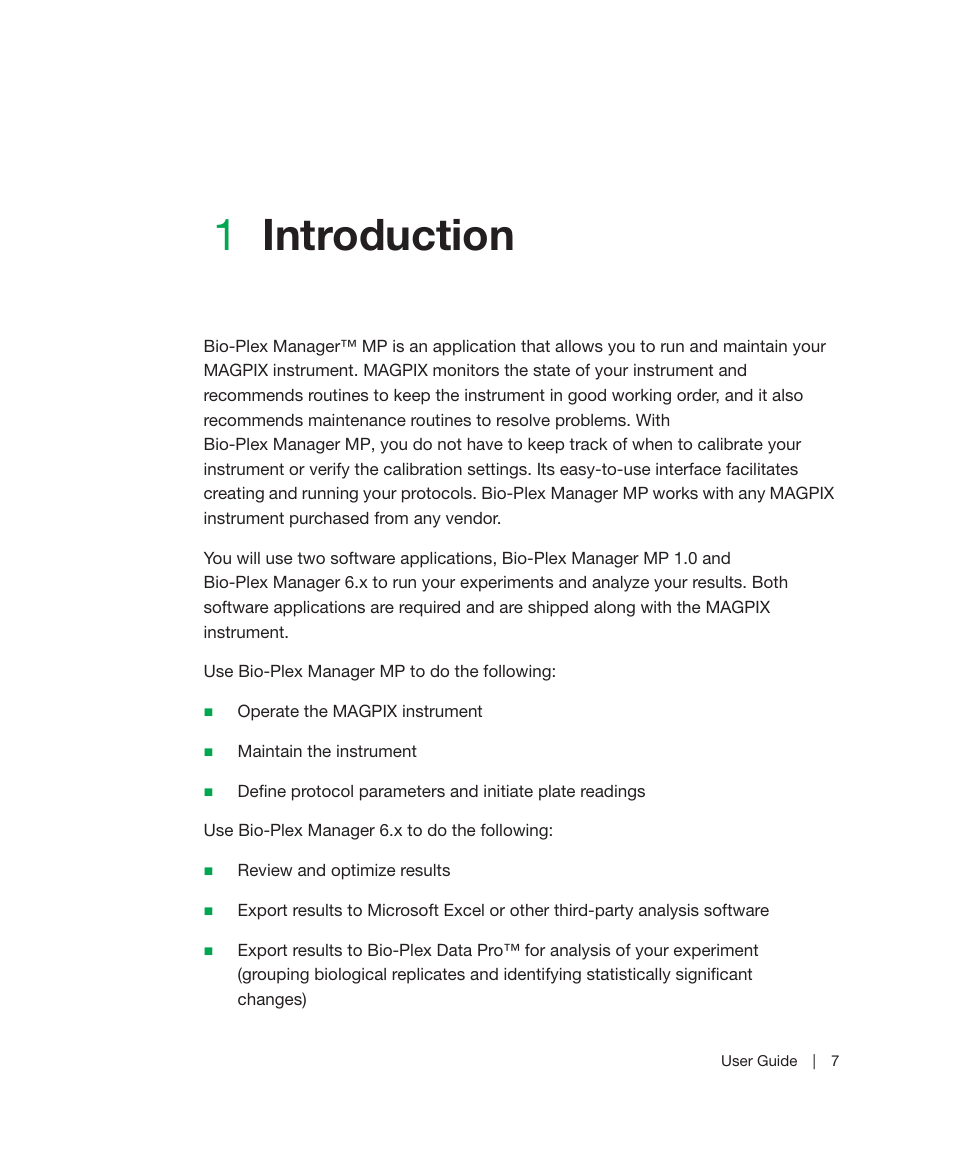 1 introduction, Chapter 1, Introduction | 1introduction | Bio-Rad Bio-Plex Manager™ MP Software Upgrade User Manual | Page 9 / 118