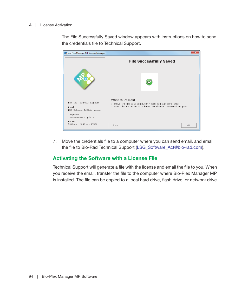 Activating the software with a license file | Bio-Rad Bio-Plex Manager™ MP Software Upgrade User Manual | Page 96 / 118