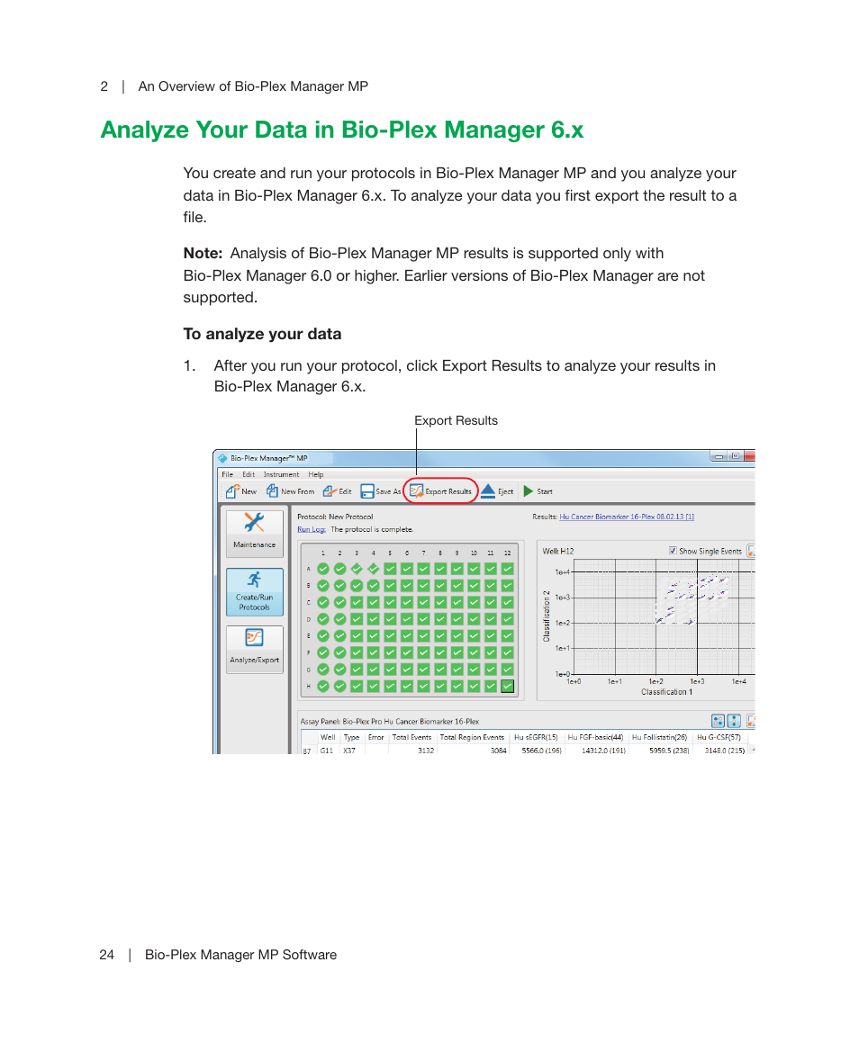 Analyze your data in bio-plex manager 6.x, Analyze your data in bio-plex, Manager | Bio-Rad Bio-Plex Manager™ MP Software Upgrade User Manual | Page 26 / 48