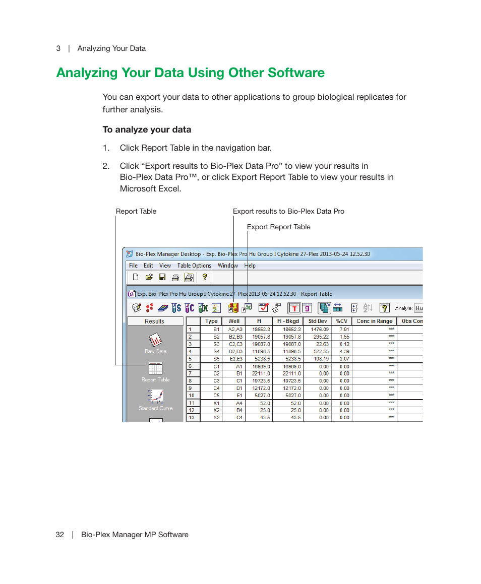 Analyzing your data using other software | Bio-Rad Bio-Plex Manager™ MP Software Upgrade User Manual | Page 34 / 48