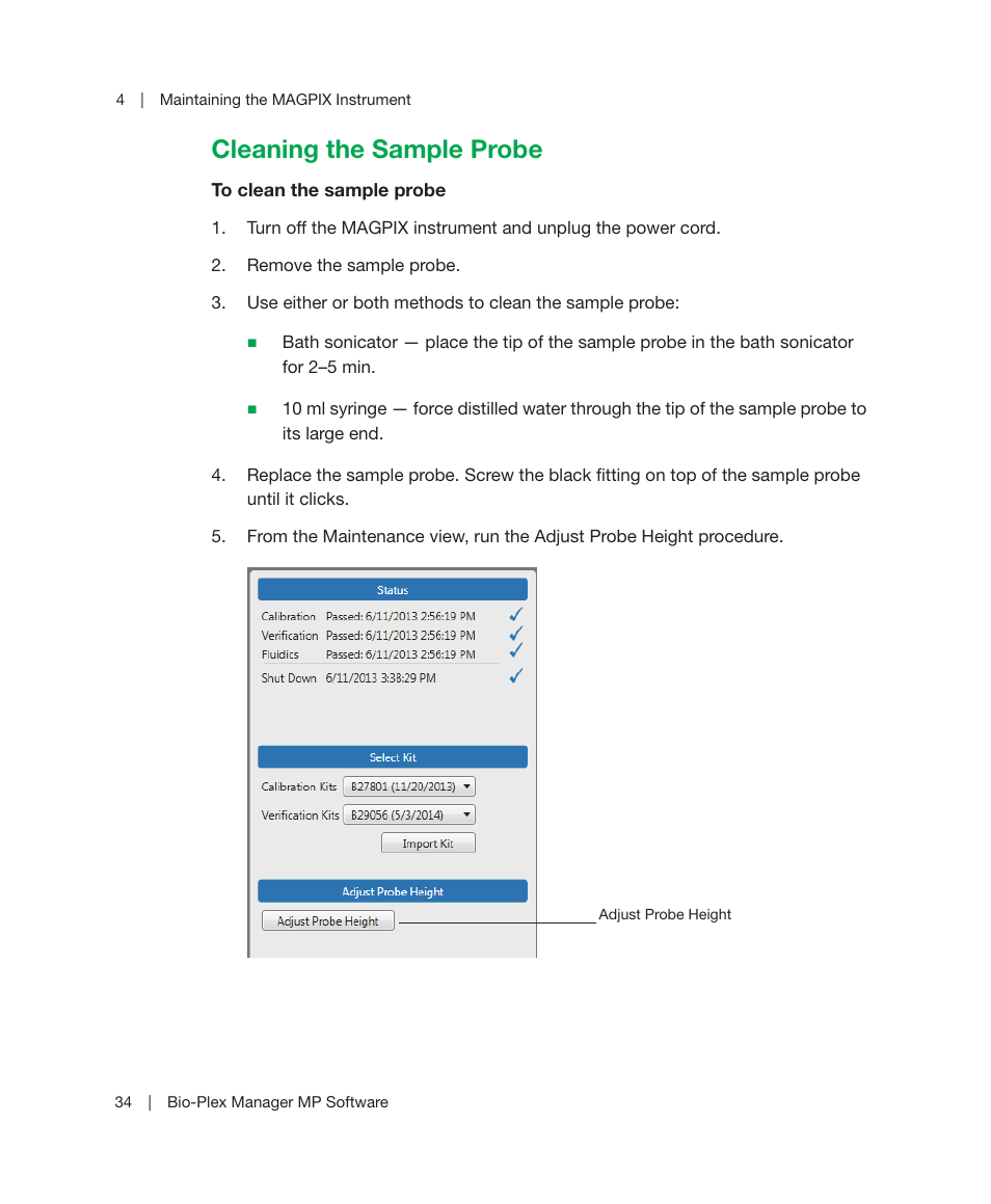 Cleaning the sample probe | Bio-Rad Bio-Plex Manager™ MP Software Upgrade User Manual | Page 36 / 48