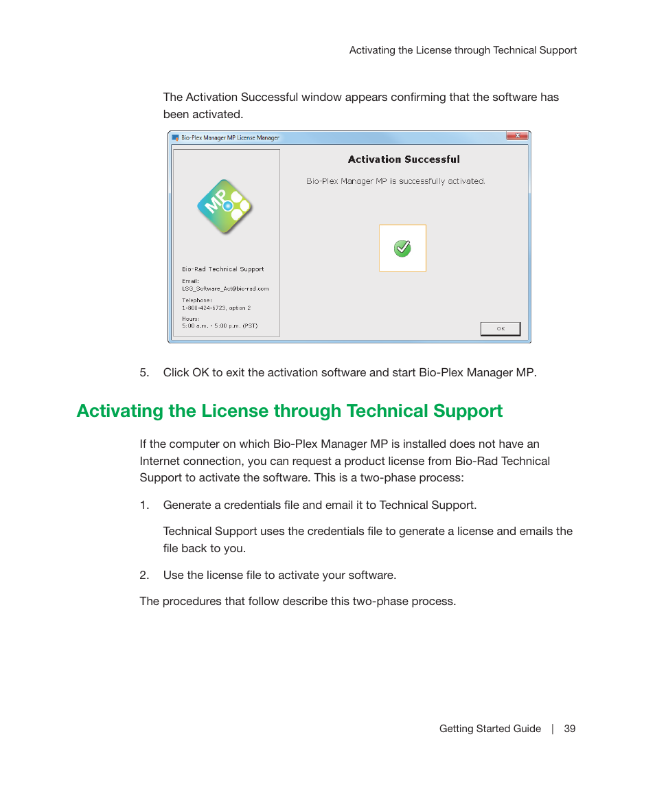 Activating the license through technical support | Bio-Rad Bio-Plex Manager™ MP Software Upgrade User Manual | Page 41 / 48