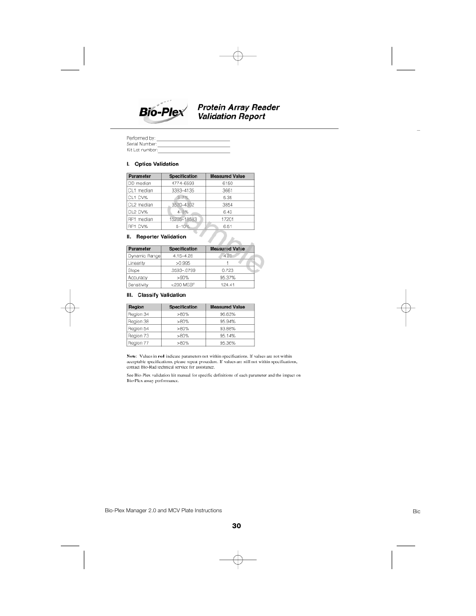 Bio-Rad Bio-Plex System Validation and Calibration Tools User Manual | Page 33 / 36