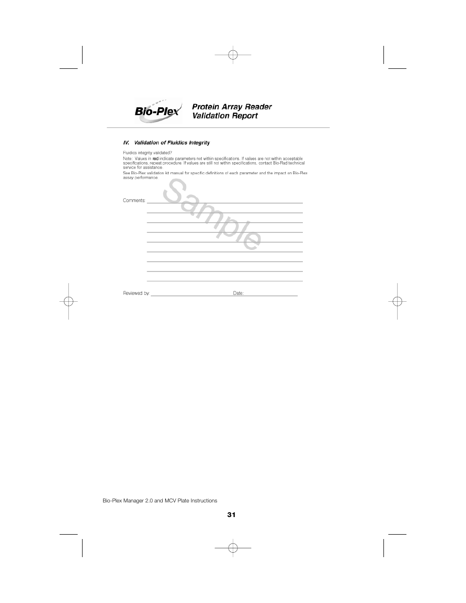 Bio-Rad Bio-Plex System Validation and Calibration Tools User Manual | Page 34 / 36