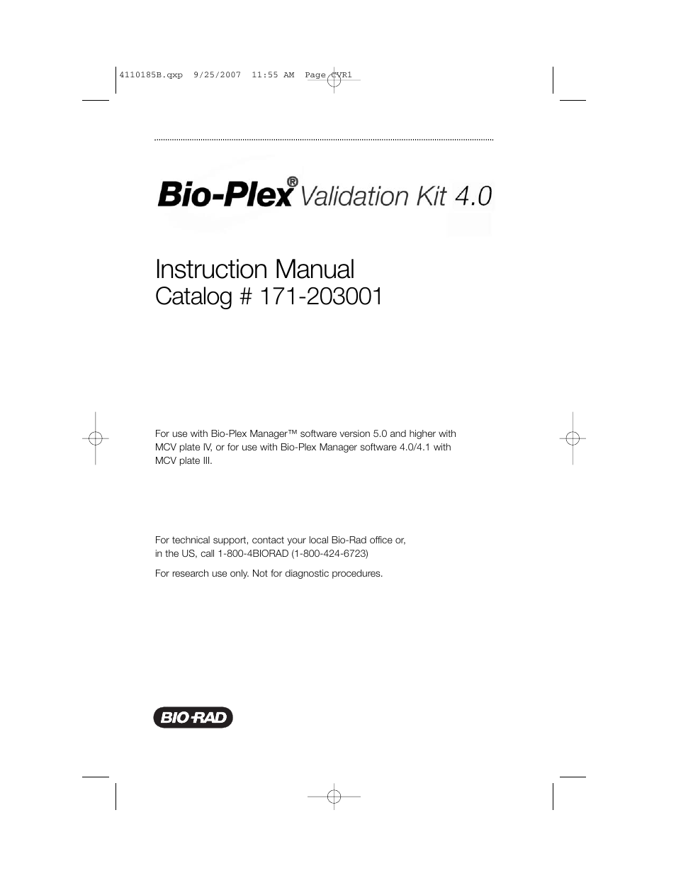 Bio-Rad Bio-Plex System Validation and Calibration Tools User Manual | 25 pages
