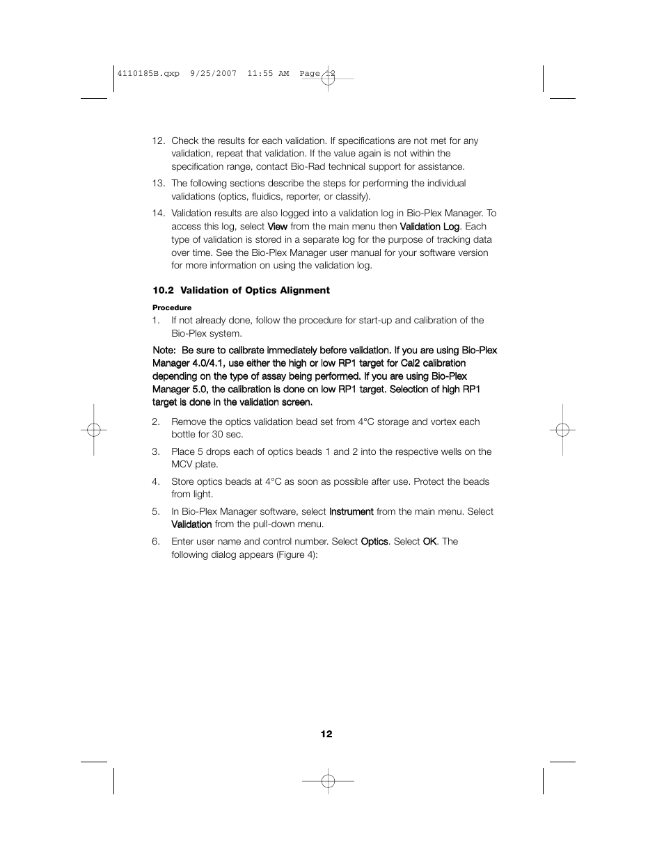 Bio-Rad Bio-Plex System Validation and Calibration Tools User Manual | Page 14 / 25