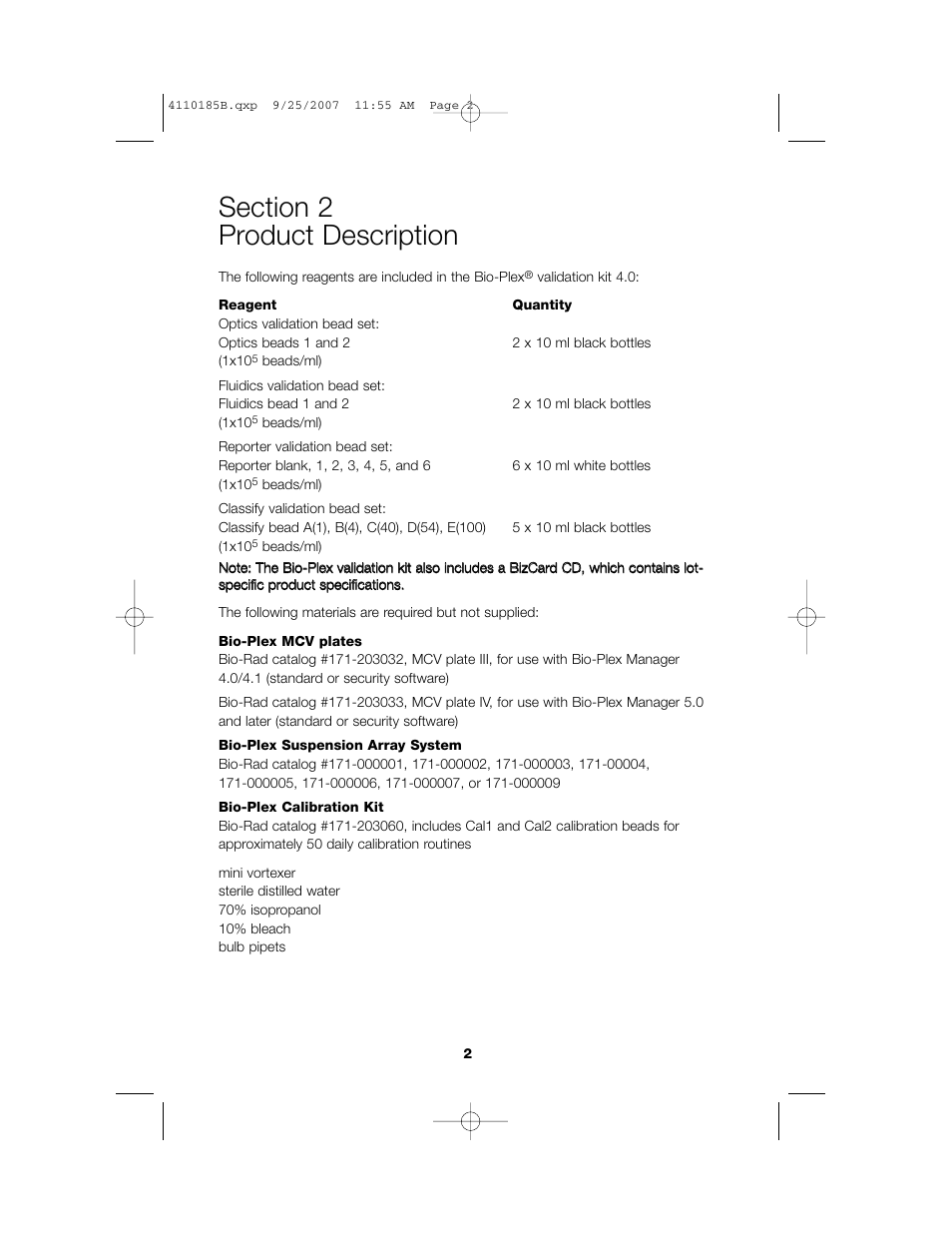 Bio-Rad Bio-Plex System Validation and Calibration Tools User Manual | Page 4 / 25