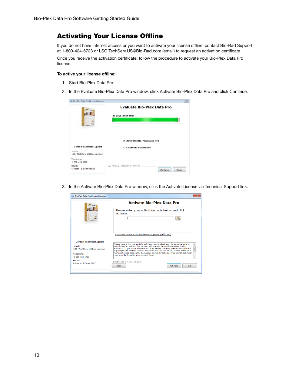 Activating your license offline | Bio-Rad Bio-Plex Data Pro™ Software User Manual | Page 10 / 36