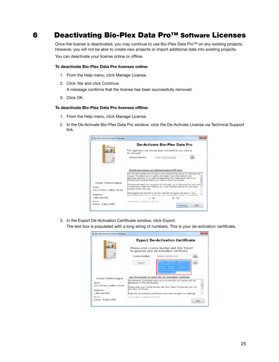 6deactivating bio-plex data pro, Licenses, Software | Bio-Rad Bio-Plex Data Pro™ Software User Manual | Page 25 / 36