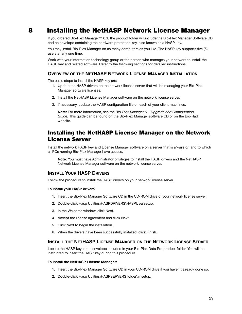 8installing the nethasp network license manager | Bio-Rad Bio-Plex Data Pro™ Software User Manual | Page 29 / 36
