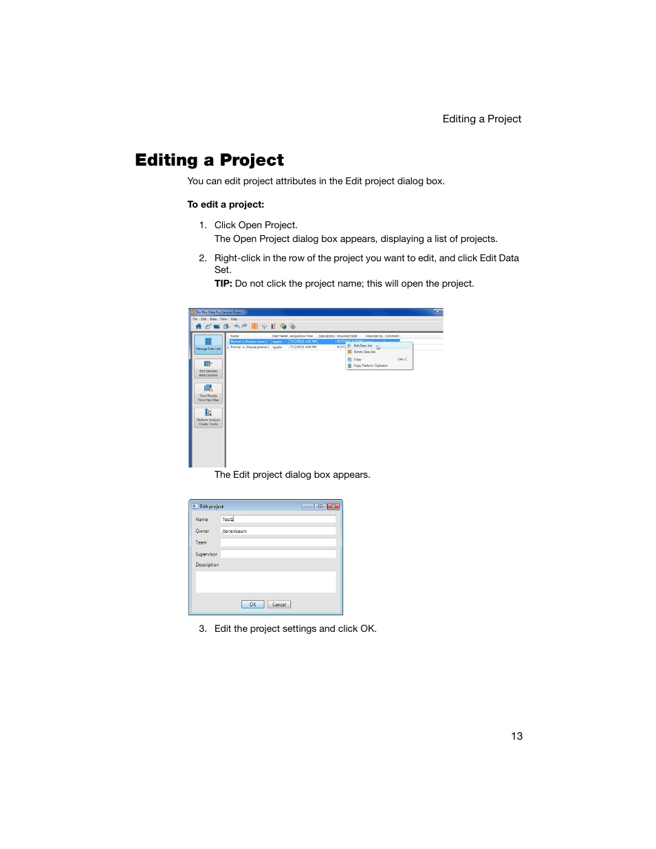 Editing a project | Bio-Rad Bio-Plex Data Pro™ Software User Manual | Page 17 / 74