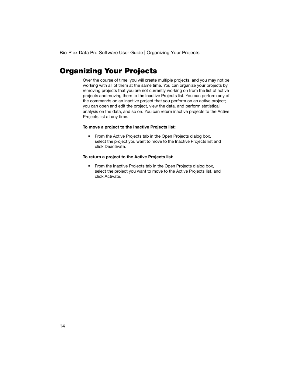 Organizing your projects | Bio-Rad Bio-Plex Data Pro™ Software User Manual | Page 18 / 74