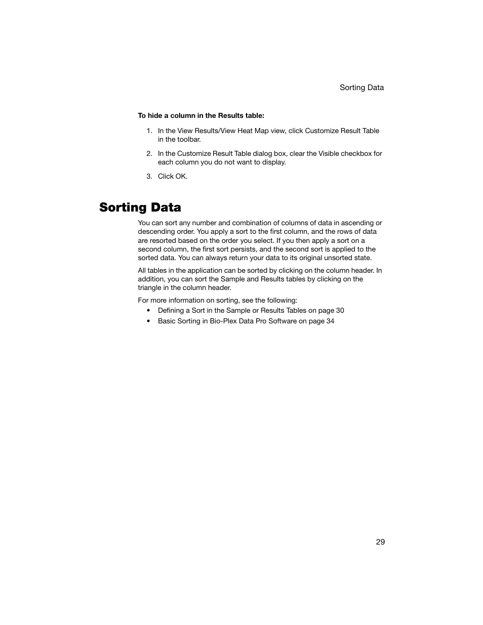Sorting data | Bio-Rad Bio-Plex Data Pro™ Software User Manual | Page 33 / 74